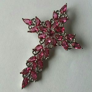 Beautiful Raspberry Rhodolite Garnet Cross Pendant